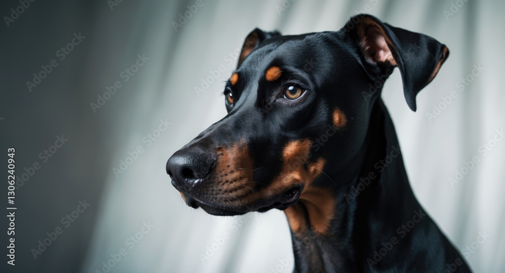 Dobermann Pinscher Against a Light Background Dobermann Pinscher Against a Light Background