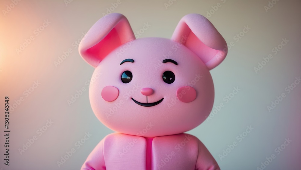 Fototapeta premium charmingly pink character figure featuring a minimalist design style