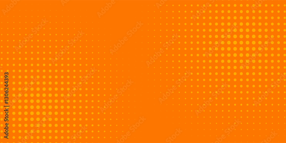 Pop art background orange and red color dot haltone retro style orange