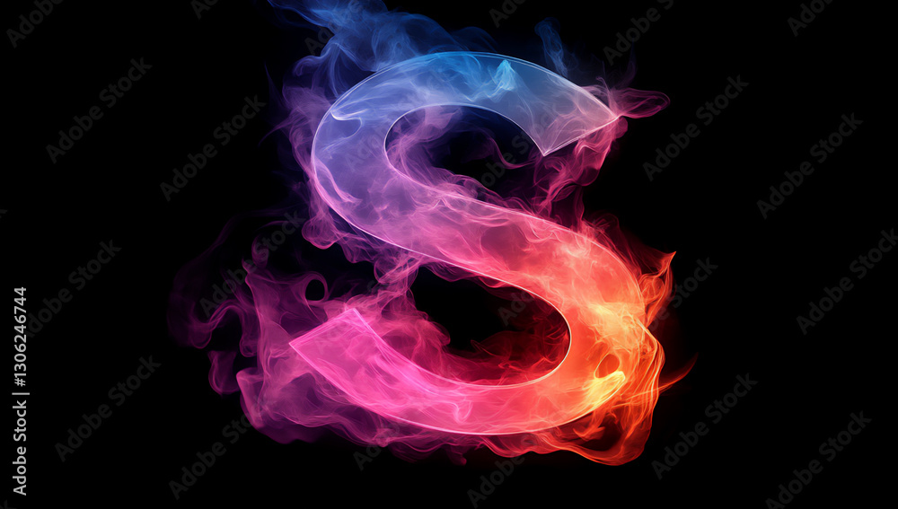 Obraz premium a shape in the form of an s, floating on a black background,