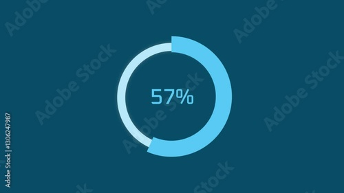 4K Circular Progress Bar Animation. Blue UI Percentage Loader. Smooth Ring Progress Indicator for Dashboard, Infographic, and Data Visualization