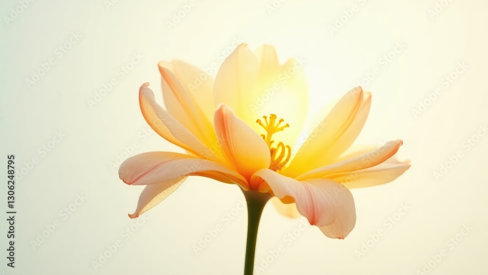 Obraz premium Bright backdrop featuring a solitary orange flower with white petals and buds, showcasing citrus blossom neroli.