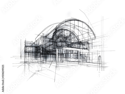 Fototapeta Naklejka Na Ścianę i Meble -  Apartment architecture plans with 3D building structure, Architect project drawing blueprint