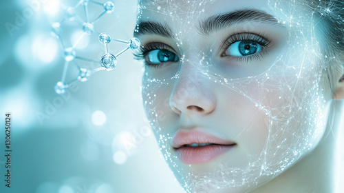 Youthful Glow and Molecular Science Symbolizing Anti-Aging Innovation