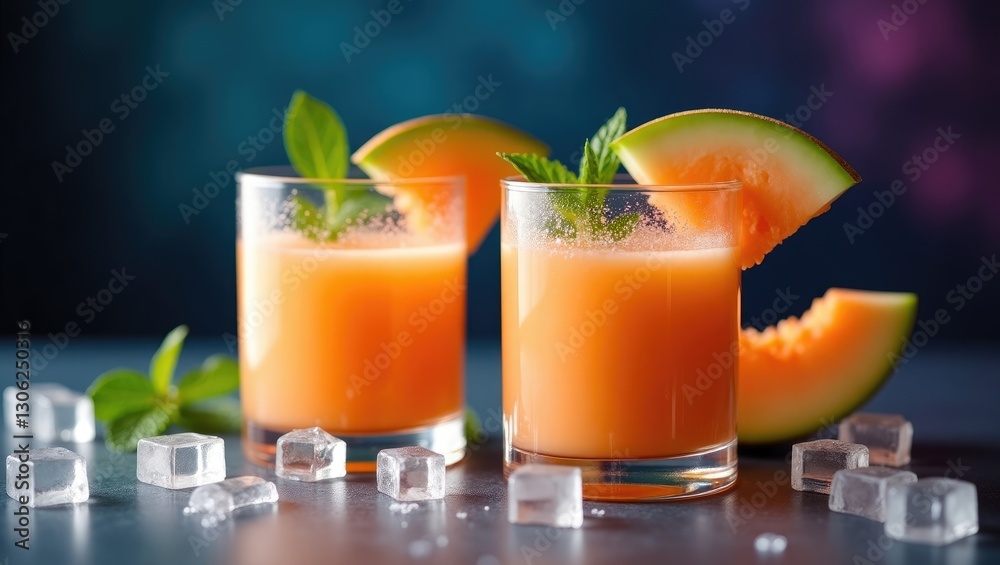 Fototapeta premium melon smoothies with cantaloupe