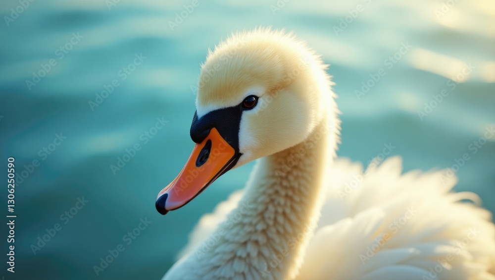 Adolescent Swan. Close-up image of a juvenile swan. Adolescent Swan. Close-up image of a juvenile swan.