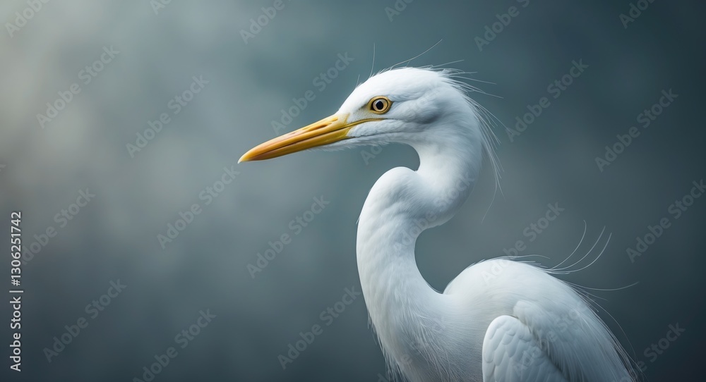 Profile portrait of a white egret bird. Profile portrait of a white egret bird.