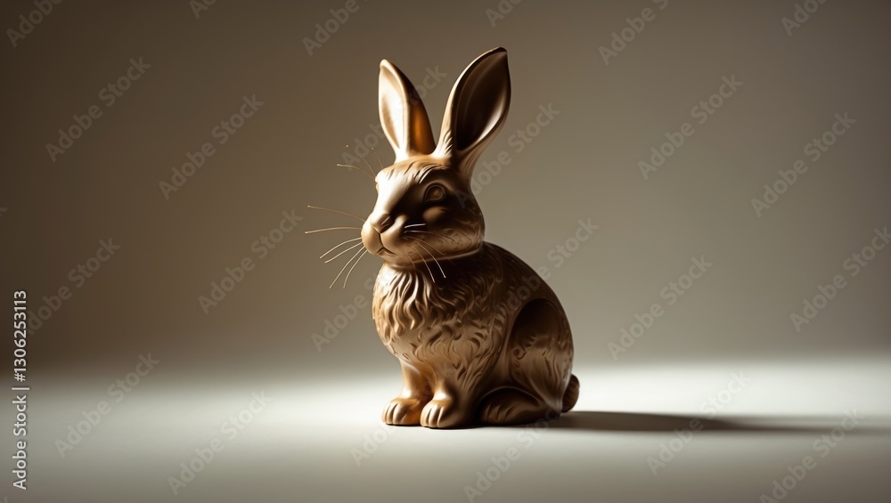 Obraz premium Chocolate bunny for Easter on a plain white backdrop.