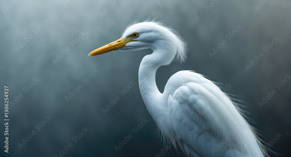 Profile portrait of a White Egret bird Profile portrait of a White Egret bird