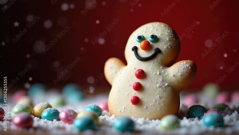 Obraz premium Tasty Christmas cookies shaped like snowmen