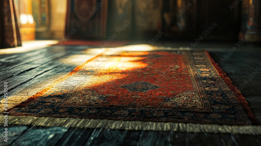 Naklejka premium Islamic Prayer Rug Inside a Mosque 