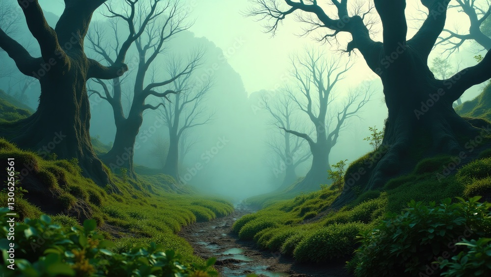 Fototapeta premium Barren trees amidst the lush greenery of the plateau