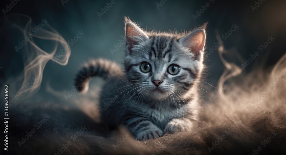 adorable short-haired gray tabby kitten adorable short-haired gray tabby kitten