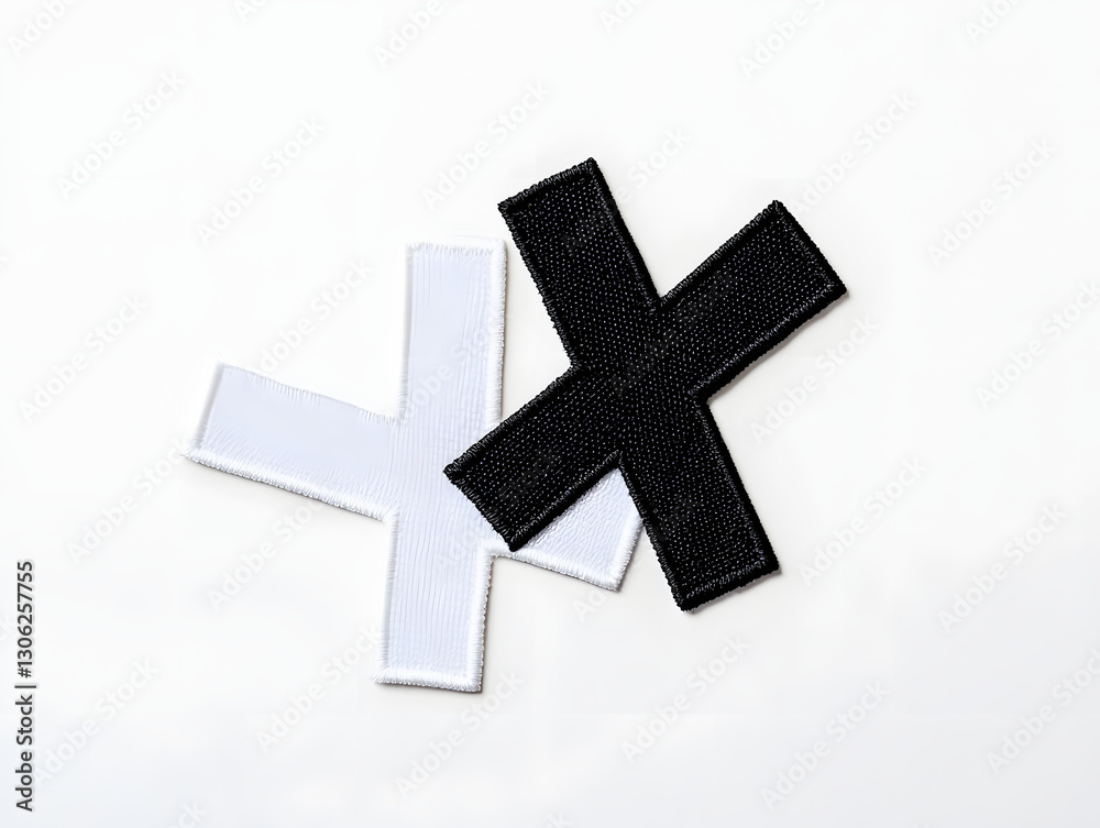 Obraz premium Minimalist Black and White Letter X Embroidered Patch Mockup