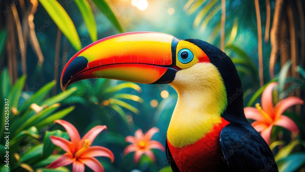 Obraz premium Vibrant Toucan. Keel-Billed Toucan hailing from Central American regions.