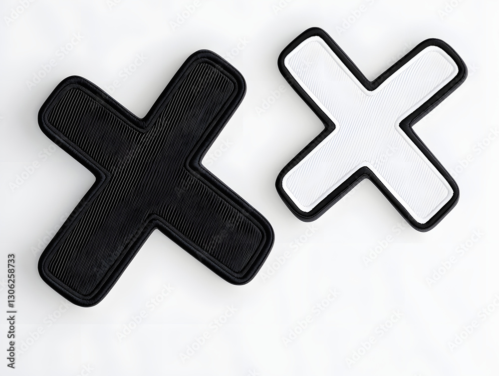 Obraz premium Minimalist Black and White Letter X Embroidered Patch Mockup