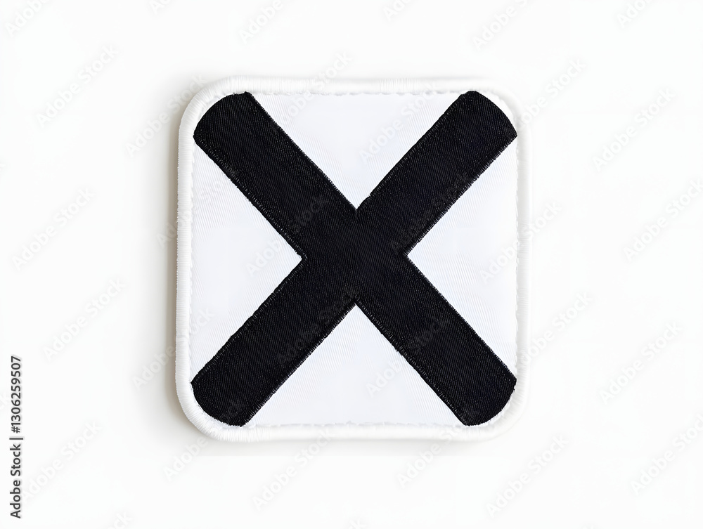 Obraz premium Minimalist Black and White Letter X Embroidered Patch Mockup