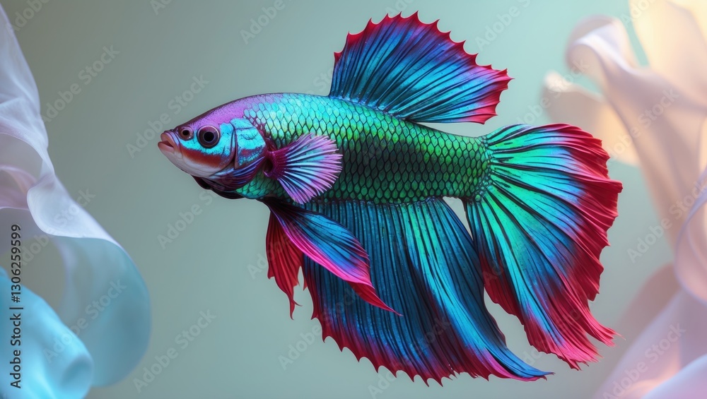 Fototapeta premium Colorful Betta fish featuring a design space for garments