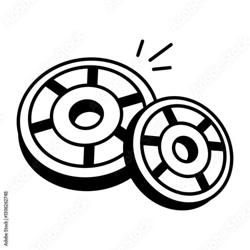 A hand drawn icon of gym weight plates 
