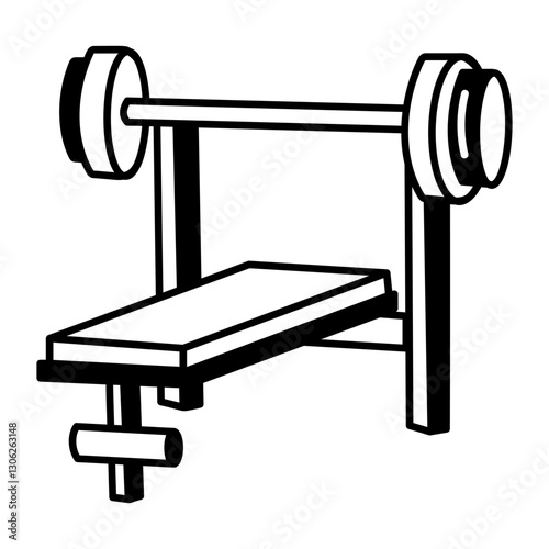 A hand drawn icon of gym bench press 
