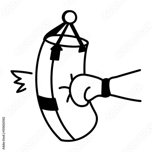 Punching bag icon in hand drawn style 
