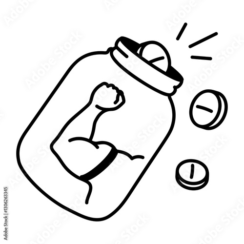 A hand drawn icon of gym supplements in a jar 
