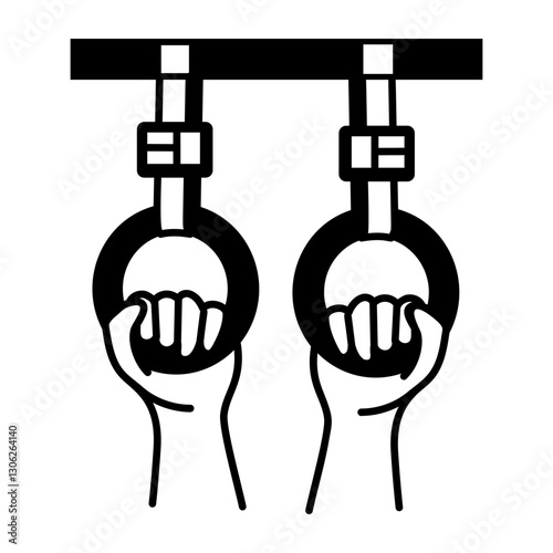 A hand drawn icon of gymnastic rings 
