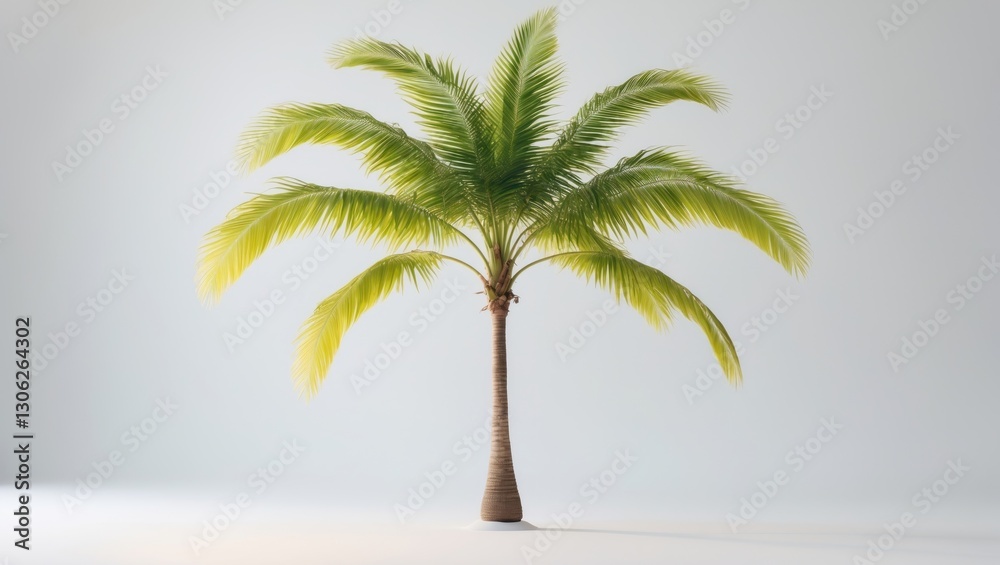 Fototapeta premium Illustration of a banana palm against a simple white background.