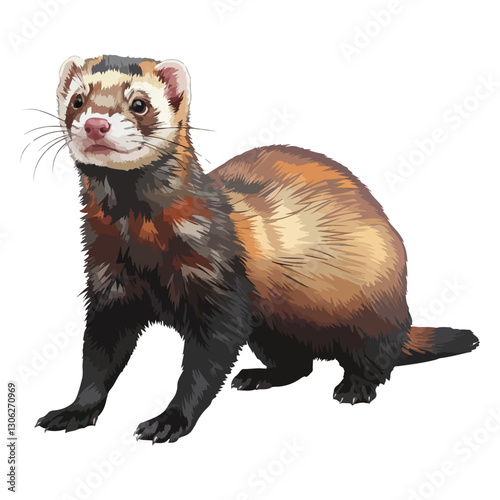 Cute Ferret Vector Illustration