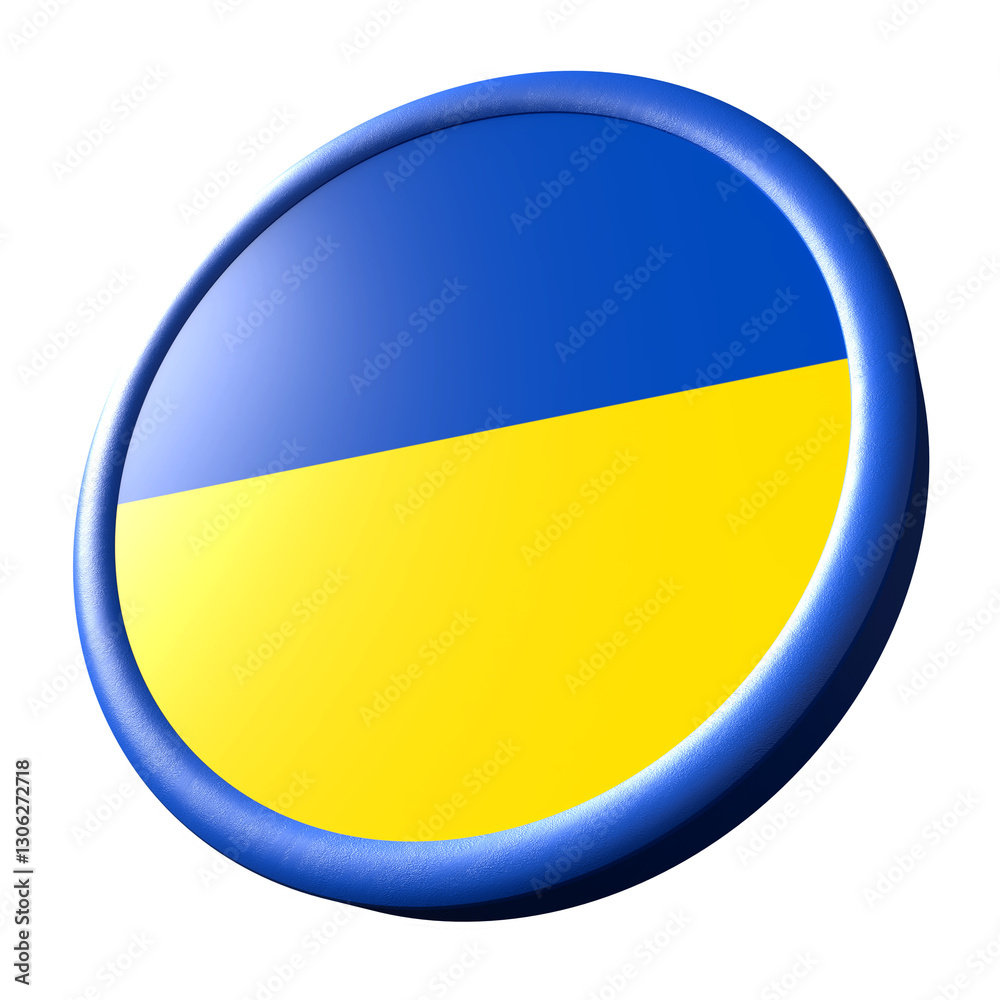 3D shiny button with ukrainian flag colors – High-quality render 3D shiny button with ukrainian flag colors – High-quality render