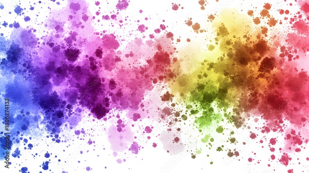 Obraz premium Vibrant Rainbow Watercolor Splashes Abstract Background