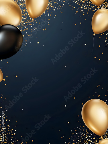 birthday party balloons, colourful balloons background and birthday gifts, cake with candles	