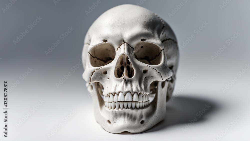 isolated model of a human skull against a plain white background isolated model of a human skull against a plain white background