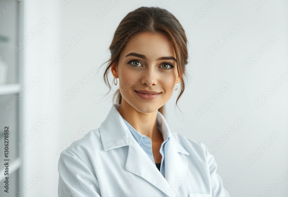 Photorealistic portrait of a curious female scientist Photorealistic portrait of a curious female scientist