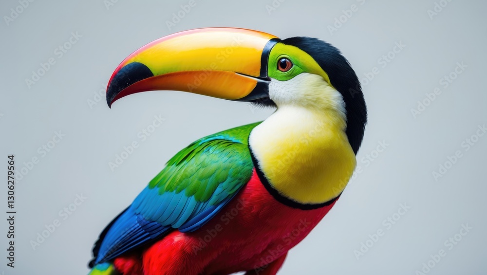 Naklejka premium Keel-Billed Toucan from Central America, set against a White Background