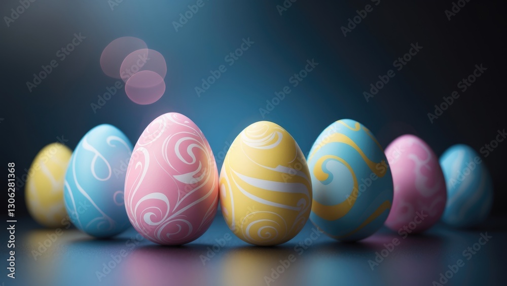 Fototapeta premium Vibrant contemporary Easter egg design featuring blue and black, with a minimalist Easter theme.