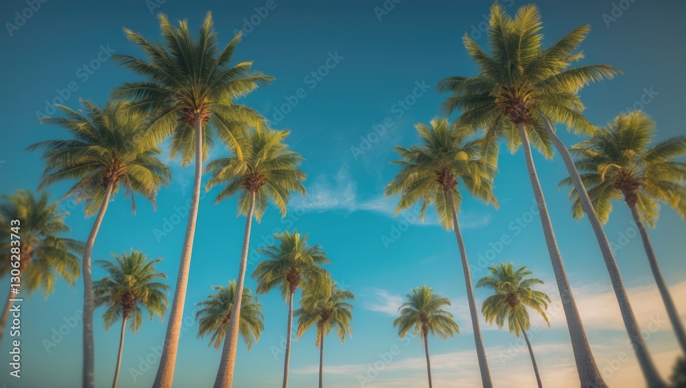 Idyllic palm trees under a breathtaking azure sky.