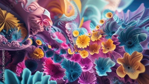 beautiful abstract backdrop featuring contemporary graphic artistry. Vibrant Abstract Composition with Colorful Floral Fractals. Digital fantasy effects abound. modern desktop wallpaper. Creating b...