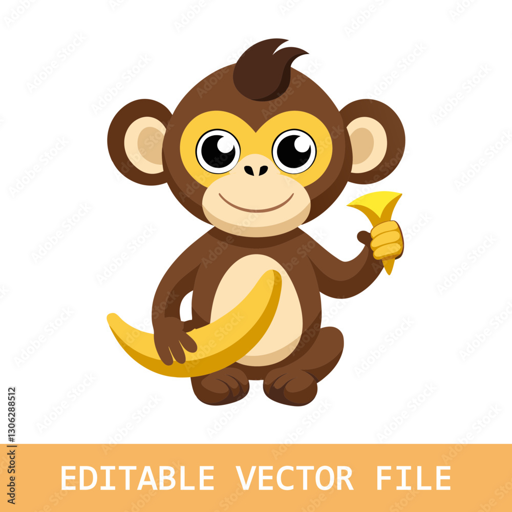 Obraz premium monkey with banana cartoon