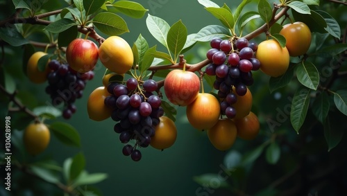 produce hanging from a limb