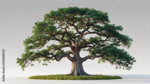 single large tree isolated on a transparent background featuring a clipping path and alpha channel. This sizable tree image is ideal for various creative projects and prints, offering ease of use.