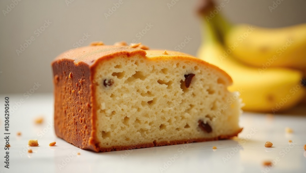 Banana cake slice with a soft focus effect Banana cake slice with a soft focus effect
