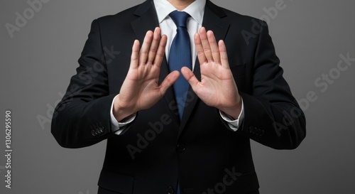 Businessman rejecting an offer.