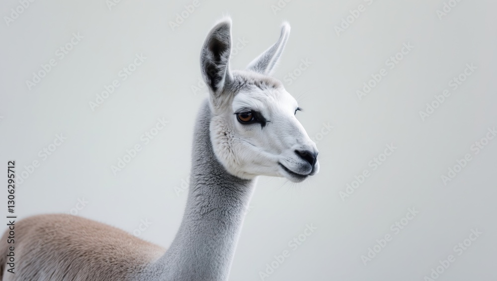Obraz premium Vicuna portrait set against a plain white backdrop