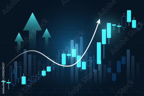 Stock Exchange Market Trading Graph Digital Screen with Rising Candle Stick Showing Investment Growth and Financial Trends for Trade Analysis Economic and Market Dashboard Visualization Background
