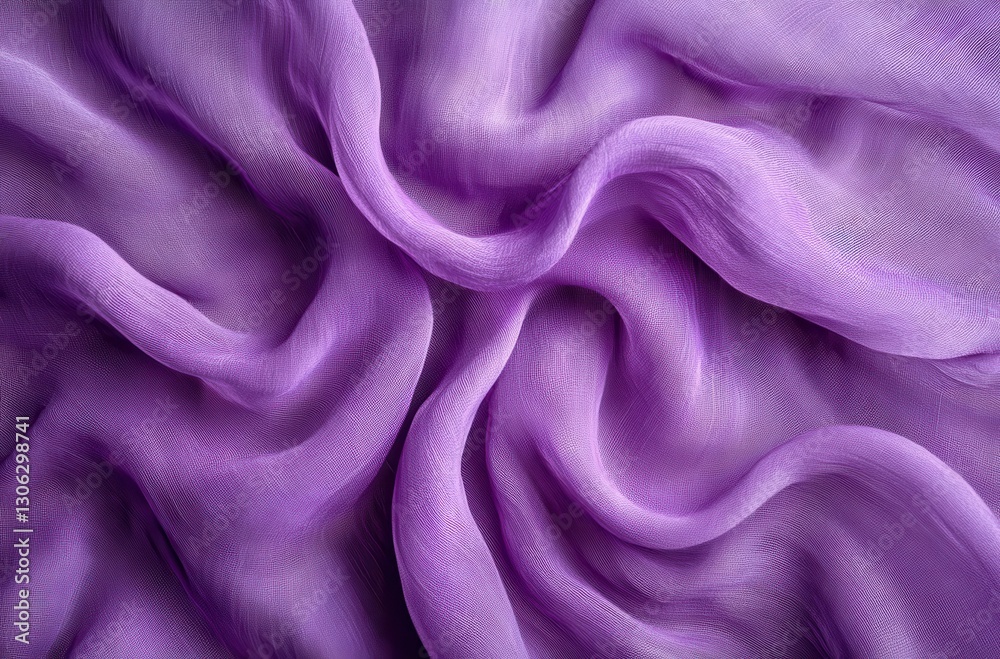 Obraz premium Soft Purple Fabric Texture with Gentle Waves and Flowing Drapery, Ideal for Elegant Backgrounds or Fashion Design Inspirations