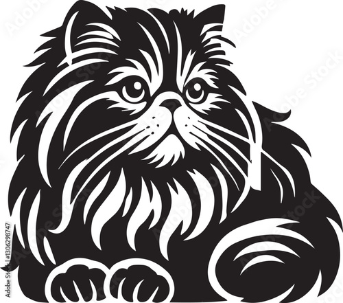 Persian cat vector in black and white