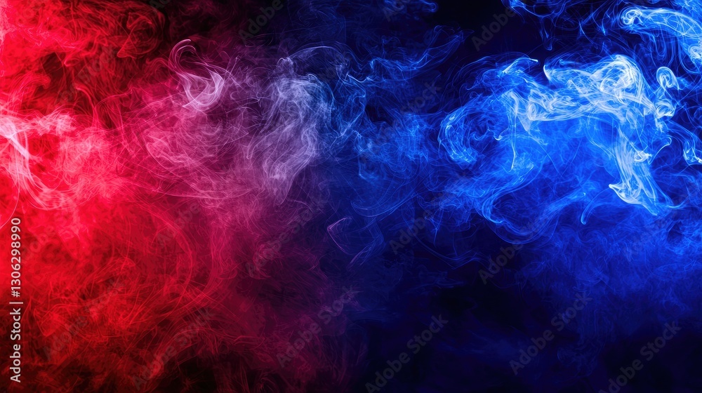 Obraz premium Red and blue smoke swirls, dark background, abstract art, design element (13)