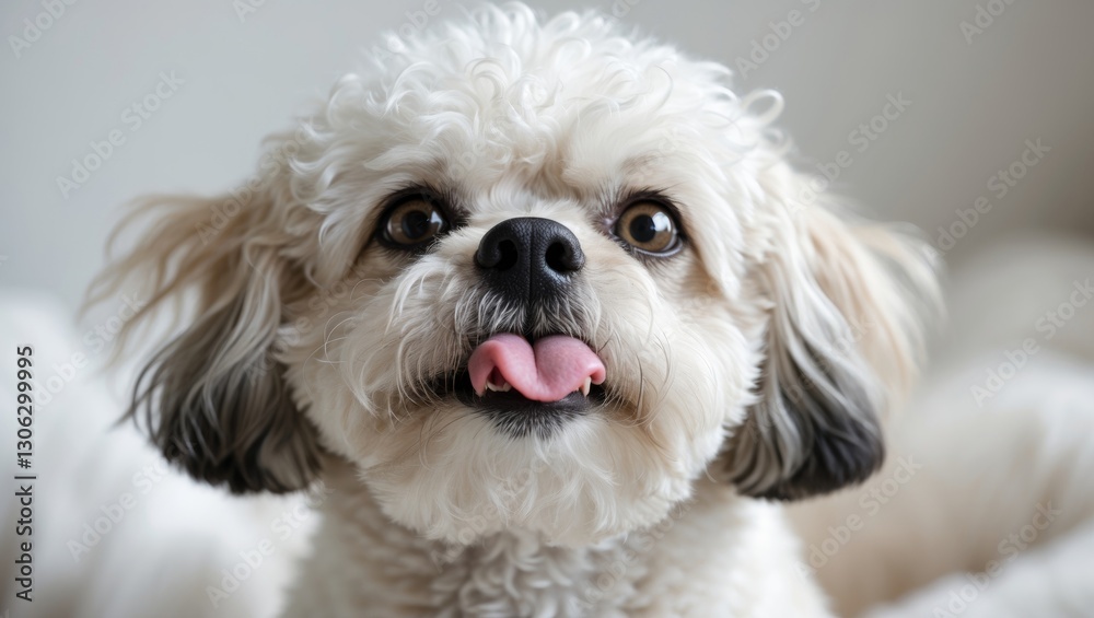 Amusing Bichon Frise displaying a playful expression Amusing Bichon Frise displaying a playful expression