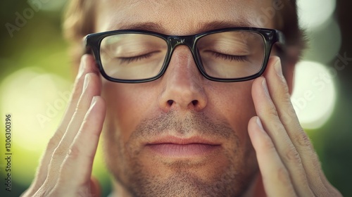 Man Practicing Emotional Freedom Technique for Stress Relief Outdoors